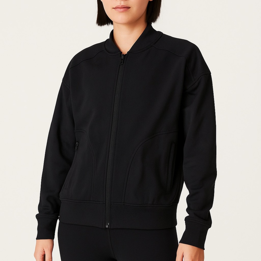 Fabletics Unisex Classic Black Bomber Jacket